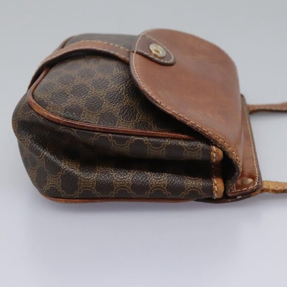 CELINE Macadam Canvas Shoulder Bag PVC Leather Brown - Picture 4 of 16